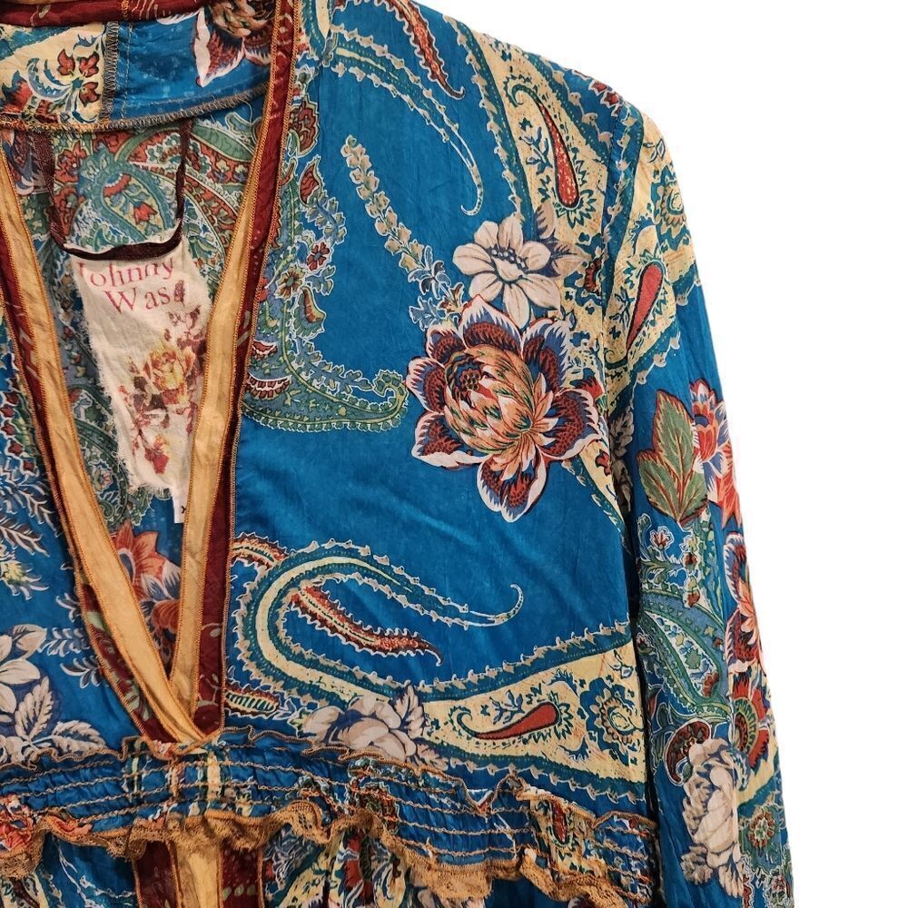 Johnny Was Floral BOHO Multicolor Blouse Top Size XS - Picture 3 of 5